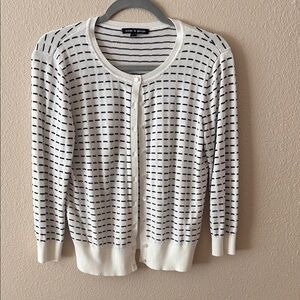 Cable & Gauge Black and White Cardigan Sweater